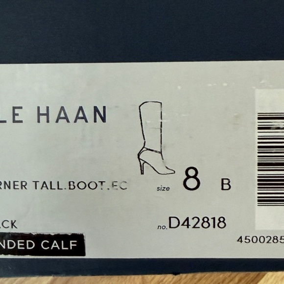 Cole Haan Size 8B Extended Calf, Garner Tall Boot Black - Picture 2 of 11